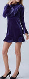 Ruffled Blue Velvet Mini Dress - DESIGNER INSPIRED FASHIONS