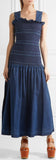 Ruffled Smocked Denim Maxi Dress - DESIGNER INSPIRED FASHIONS