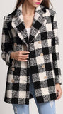Black & White Check Cashmere & Wool Blend Coat