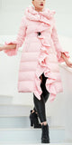 Ruffled Puffer Coat - Pink or Black