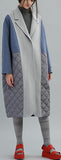 Color-Contrast Wool Quilted Down Coat