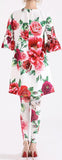 Peony Print Appliques Top and Pant Set