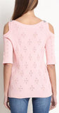 Cold-Shoulder Knit Top, Pink - DESIGNER INSPIRED FASHIONS