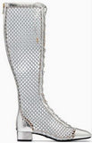 Naughtily-D Suede & Mesh Lace-Up Boot - Black or Silver