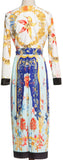 Shell Printed Pleated Wrap Dress