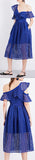 Guipure Frill Midi Dress, Blue - DESIGNER INSPIRED FASHIONS