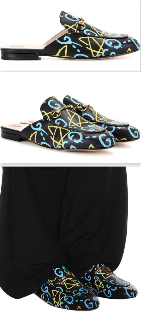 'Ghost' Graffiti Princetown Leather Slippers - DESIGNER INSPIRED FASHIONS