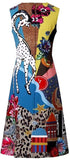 Embellished Mixed Print Midi Dress