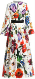 Floral Pleated Long Dress