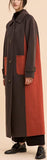 Bicolor Single-Breasted Long Wool Coat