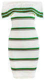 Off-Shoulder Ruffle Knit Dress - DESIGNER INSPIRED FASHIONS