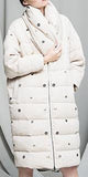 Textured Embellished Down Coat in Grey or Cream - DESIGNER INSPIRED FASHIONS