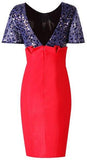 Sequined Color-Contrast Evening Dress