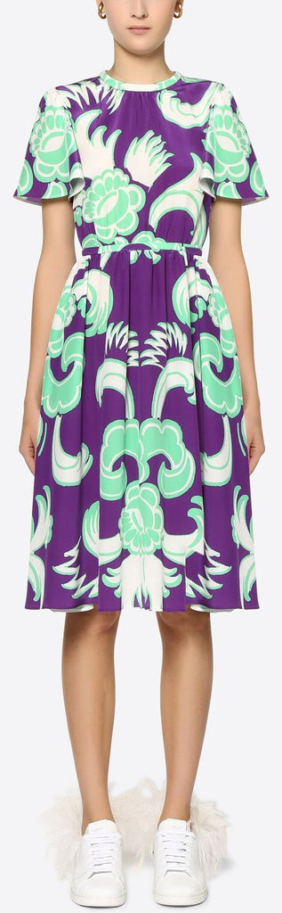 Graphic Arras Crepe De Chin Dress