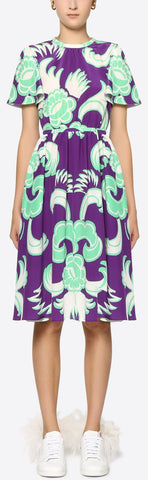 Graphic Arras Crepe De Chin Dress