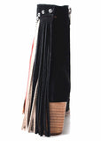 Studded Black Suede Ankle Boots with Multicolored Tassels