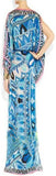 Long Printed Dress in Blue - DESIGNER INSPIRED FASHIONS