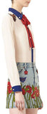Embroidered Blouse & Belted Mini Denim Skirt Set - DESIGNER INSPIRED FASHIONS