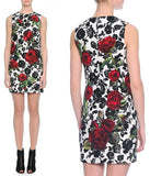 Rose Print Jacquard Shift Dress - DESIGNER INSPIRED FASHIONS