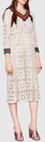 Macrame Lace Contrast-Stripe Knit Dress - DESIGNER INSPIRED FASHIONS