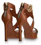 Horizon Platform Sandals, Brown/Monogram