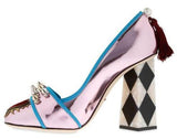 Embellished Mirror Leather Pumps