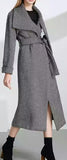 Stripe Wrap Wool Coat