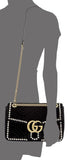 Black GG Marmont Crystal-Applique Velvet Bag