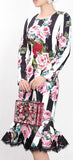 Floral & Striped Printed Lace-Hem Fluted Dress - DESIGNER INSPIRED FASHIONS