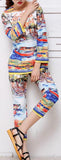 Colorful Print Top & Capri Pant Set - DESIGNER INSPIRED FASHIONS