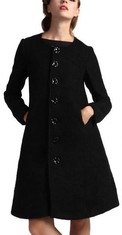 Black Single Breasted Wool Coat - DESIGNER INSPIRED FASHIONS