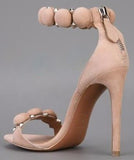'Bomb' Studded Suede Sandals in Beige or Black - DESIGNER INSPIRED FASHIONS
