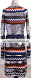 Sequin Embellished Chevron Sweater Dress-Silver - DESIGNER INSPIRED FASHIONS