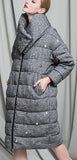 Textured Embellished Down Coat in Grey or Cream - DESIGNER INSPIRED FASHIONS