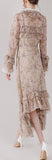 Printed Asymmetric Ruffled Dress - Oatmeal or Blue - DESIGNER INSPIRED FASHIONS