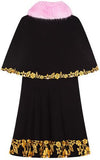 Embroidered Short Cape-Coat with Fur Collar
