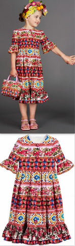 'Carretto Con Rose' Cotton Dress - DESIGNER INSPIRED FASHIONS