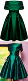 Off-the-Shoulder Emerald Green Satin Dress - DESIGNER INSPIRED FASHIONS