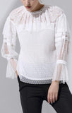 Ruffle Lace Blouse, White - DESIGNER INSPIRED FASHIONS