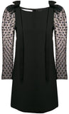 Black Sequined Puff-Sleeve Mini Dress
