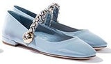Embellished Patent Leather Ballerina Shoes - (Black, Red, Light Blue) - DESIGNER INSPIRED FASHIONS