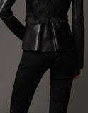 Black Size Zip Faux-Leather Paneled Skinny Pants - DESIGNER INSPIRED FASHIONS