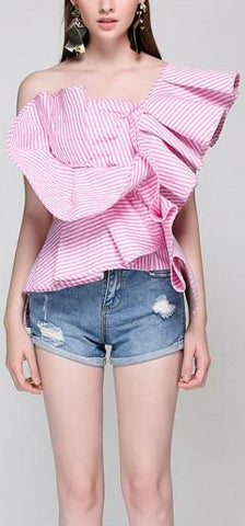 One-Shoulder Ruffled Top - DESIGNER INSPIRED FASHIONS