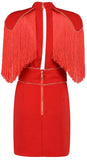 Fringed-Shoulder Mini Dress - Black, Red or White - DESIGNER INSPIRED FASHIONS