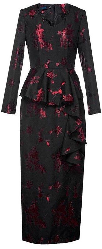 Peplum V-Neck Long Dress