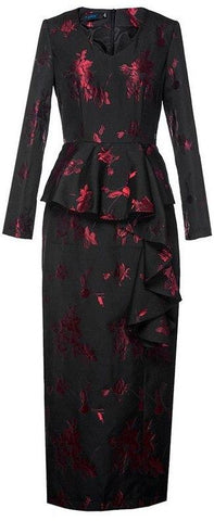 Peplum V-Neck Long Dress