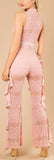 Lace Ruffle Jumpsuit, Pink - DESIGNER INSPIRED FASHIONS