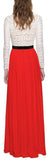 Pleated Crochet Floral Maxi Dress in Red - DESIGNER INSPIRED FASHIONS
