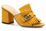 Marmont Fringed Suede Mules - Black, Green, Yellow or Pink - DESIGNER INSPIRED FASHIONS