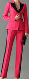 Color-Contrast Suit-Blazer-Jacket & Pant Set
